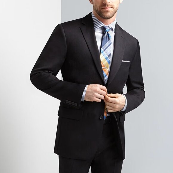 NEW Pronto Uomo Platinum Modern Fit Wool Charcoal Black Suit Jacket - Picture 1 of 2